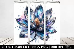 20 Oz Tumbler Sublimation | magnolia Watercolor Splash Product Image 2