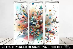 20 Oz Tumbler Sublimation | Colorful Particles Silver Foil Product Image 2