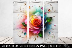 20 Oz Tumbler Sublimation | Colorful Rose Floral Swirls Product Image 2