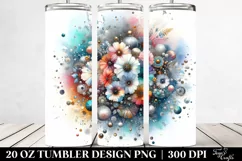 20 Oz Tumbler Sublimation | Colorful Particles Silver Foil Product Image 2