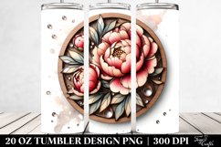 Detailed Wooden Stained Peonies | 20 Oz Tumbler Product Image 2