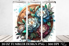 Detailed Wooden Stained Peonies | 20 Oz Tumbler Product Image 2