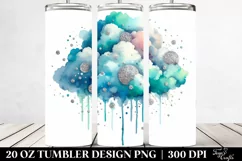 20 Oz Tumbler Sublimation | Cyan Cloud Silver Foil Product Image 2