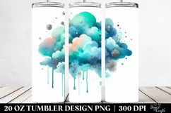 20 Oz Tumbler Sublimation | Cyan Cloud Silver Foil Product Image 2