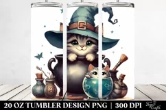 Vintage Witch Cat,Watercolor Washed | 20 oz Tumbler Product Image 2