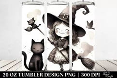 Vintage Witch Cat,Watercolor Washed | 20 oz Tumbler Product Image 2
