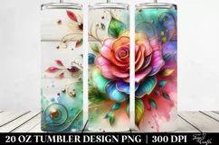 Colorful Rose on White Wooden Background | 20 oz Tumbler Product Image 2