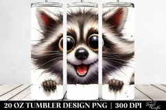 Crazy Looking Raccoon Peeking Over Paper | 20 Oz Tumbler Product Image 2