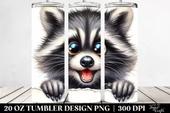 Crazy Looking Raccoon Peeking Over Paper | 20 Oz Tumbler Product Image 2