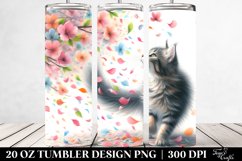 20 Oz Tumbler Sublimation | Cat Tumbling Spring Petals Product Image 2