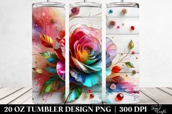 20 Oz Tumbler Sublimation | Rose Floral Swirls Product Image 2