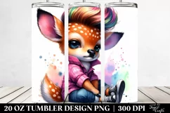 Funny Baby Deer Drawing | 20 oz Tumbler Product Image 2