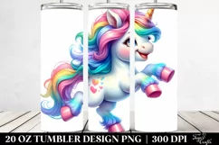 Watercolor Vibrant Drawing Cute Unicorn | 20 oz Tumbler Product Image 2
