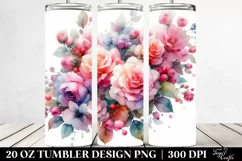 Colorful Roses with Glossy Petals, Watercolor 20 Oz Tumbler Product Image 2
