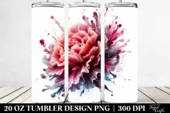 20 Oz Tumbler Sublimation | carnation Watercolor Splash Product Image 2