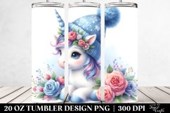 Cute Baby Unicorn with Blue Hat | 20 oz Tumbler Product Image 2
