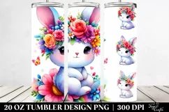 Vibrant Rabbit with Flower Crown 20 Oz Tumbler Product Image 2