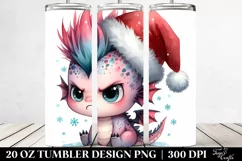 Goofy Baby Dragon with Santa Hat, Transparent 20 Oz Tumbler Product Image 2