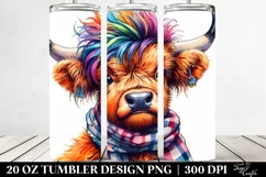 Playful Highlandcow Watercolor PNG Product Image 2