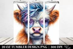 Playful Highlandcow Watercolor PNG Product Image 2