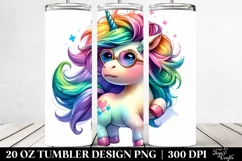 Expressive Cute Baby Unicorn 20 Oz Tumbler Product Image 2