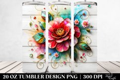 20 Oz Tumbler Sublimation | Colorful -Like Camellia | White Product Image 2