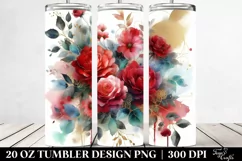 Abstract Red Roses Watercolor Design | 20 oz Tumbler Product Image 2