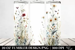 Centered Watercolor Wild Flowers | 20 Oz Tumbler Product Image 2