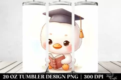 Cute Baby Swan Graduation Cap Reading Book | 20 oz Tumbler Product Image 2