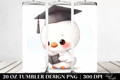 Cute Baby Swan Graduation Cap Reading Book | 20 oz Tumbler Product Image 2