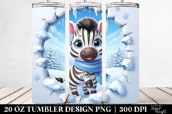 Cute Baby Zebra Exiting Ice, Clipart 20 Oz Tumbler Product Image 2