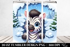 Cute Baby Zebra Exiting Ice, Clipart 20 Oz Tumbler Product Image 2