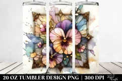 Abstract Stained Pansy Watercolor Splash | 20 oz Tumbler Product Image 2
