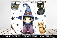 Whimsical Funny Witch with Cat | 20 oz Tumbler Product Image 2