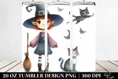 Whimsical Funny Witch with Cat | 20 oz Tumbler Product Image 2