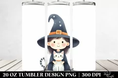 Whimsical Funny Witch with Cat | 20 oz Tumbler Product Image 2