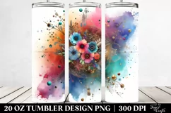 Colorful Watercolor Metallic Insertions | 20 oz Tumbler Product Image 2