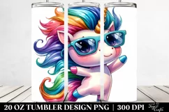 Vibrant Dancing Cute Unicorn 20 Oz Tumbler Product Image 2