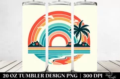 Retro Tropical Beach Rainbow. 20 Oz Tumbler Design Product Image 2