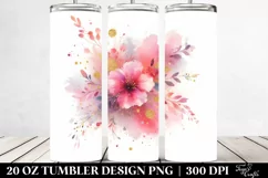 20 Oz Tumbler Sublimation | Colorful PINkish Watercolor Product Image 2