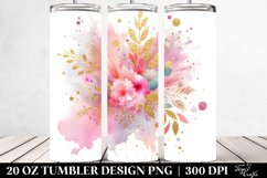20 Oz Tumbler Sublimation | Colorful PINkish Watercolor Product Image 2