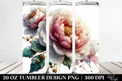 Detailed Glossy Peonies | 20 Oz Tumbler Product Image 2