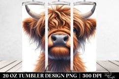 Highland Cow Portrait Watercolor 20 Oz Tumbler Product Image 2