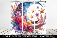 Vibrant Half Moon Stars Flowers | 20 oz Tumbler Product Image 2