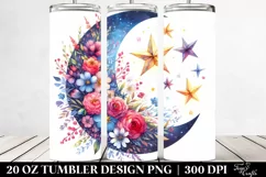 Vibrant Half Moon Stars Flowers | 20 oz Tumbler Product Image 2