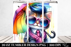 Cute Baby Cat with Vibrant Drawing, 20 Oz Tumbler Product Image 2