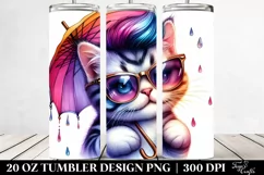 Cute Baby Cat with Vibrant Drawing, 20 Oz Tumbler Product Image 2