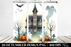 Simple Funny Halloween Clipart, Haunted House 20 Oz Tumbler Product Image 2