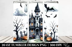 Simple Funny Halloween Clipart, Haunted House 20 Oz Tumbler Product Image 2