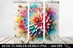 20 Oz Tumbler Sublimation | Colorful -Like Dahlia | White Product Image 2